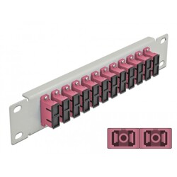 Krosownica światłowodowa 10" 12-portowa SC Duplex 1U fioletowa szara Delock 66795
