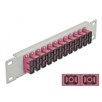 Krosownica światłowodowa 10" 12-portowa SC Duplex 1U fioletowa szara Delock 66795