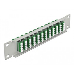 Krosownica światłowodowa 10" 12-portowa LC Quad 1U zielona szara Delock 66797