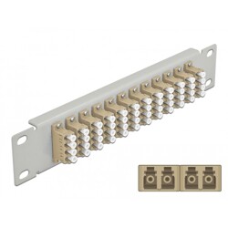 Krosownica światłowodowa 10" 12-portowa LC Quad 1U beżowa szara Delock 66798
