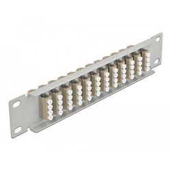Krosownica światłowodowa 10" 12-portowa LC Quad 1U beżowa szara Delock 66798