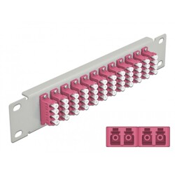 Krosownica światłowodowa 10" 12-portowa LC Quad 1U fioletowa szara Delock 66800