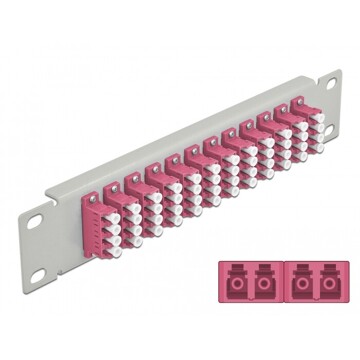 Krosownica światłowodowa 10" 12-portowa LC Quad 1U fioletowa szara Delock 66800