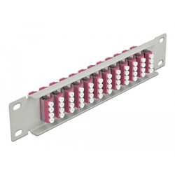 Krosownica światłowodowa 10" 12-portowa LC Quad 1U fioletowa szara Delock 66800