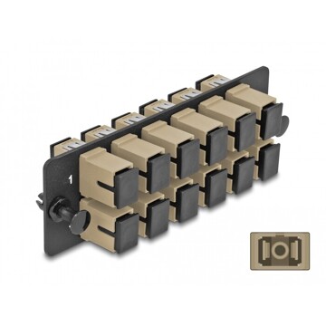Światłowodowy panel adapterów SC Simplex OM1 / OM2 12-portowy beżowy Delock 66927