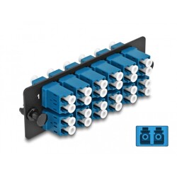 Światłowodowy panel adapterów LC Duplex UPC 12-portowy niebieski Delock 66930