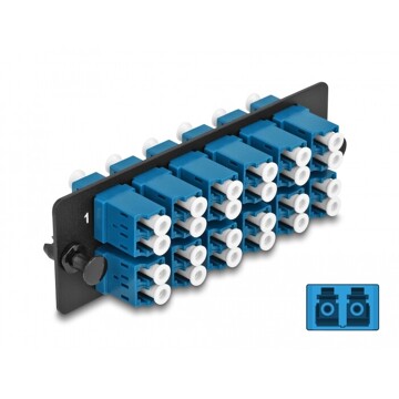 Światłowodowy panel adapterów LC Duplex UPC 12-portowy niebieski Delock 66930