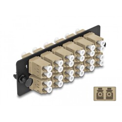 Światłowodowy panel adapterów LC Duplex OM1 / OM2 wielomodowy 12-portowy beżowy Delock 66932