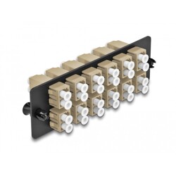 Światłowodowy panel adapterów LC Duplex OM1 / OM2 wielomodowy 12-portowy beżowy Delock 66932