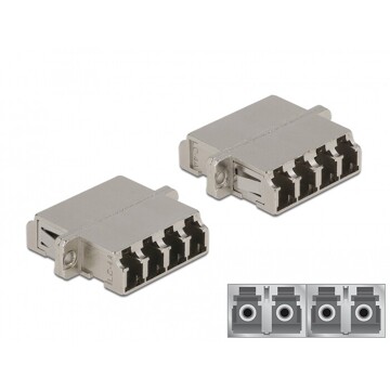 Złącze optyczne światłowodowe LC Quad żeńskie do LC Quad żeńskie jednomodowe, metalowe Delock 86875