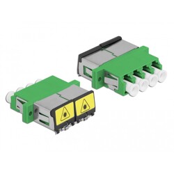 Złącze optyczne światłowodowe LC Quad żeńskie do LC Quad żeńskie jednomodowe, klapka osłonowa lasera, zielone Delock 86902