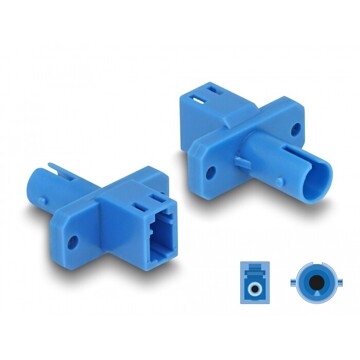 Adapter światłowodowy hybrydowy LC Simplex żeńskie na ST Simplex żeńskie, niebieski Delock 87938
