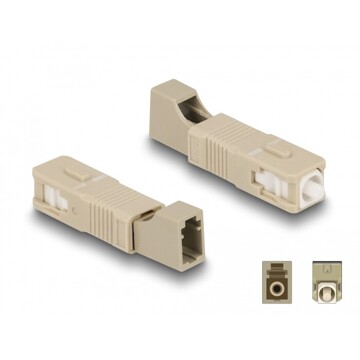 Adapter światłowodowy hybrydowy SC Simplex męskie na LC Simplex żeńskie, beżowy Delock 87942