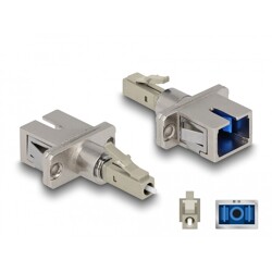 Adapter światłowodowy hybrydowy LC Simplex męskie na SC Simplex żeńskie, beżowy Delock 87945