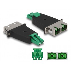 Adapter światłowodowy hybrydowy LC Duplex męskie na SC Duplex żeńskie, zielony Delock 87946