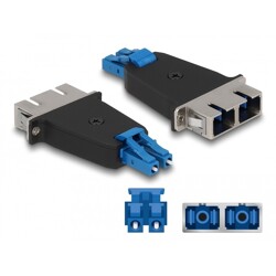 Adapter światłowodowy hybrydowy LC Duplex męskie na SC Duplex żeńskie, niebieski Delock 87947