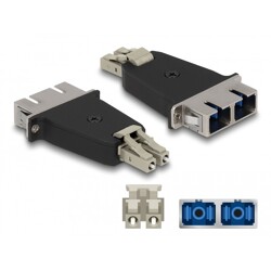 Adapter światłowodowy hybrydowy LC Duplex męskie na SC Duplex żeńskie, beżowy Delock 87948