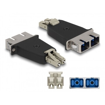 Adapter światłowodowy hybrydowy LC Duplex męskie na SC Duplex żeńskie, beżowy Delock 87948
