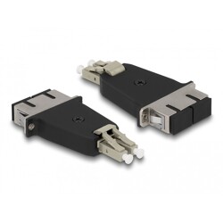 Adapter światłowodowy hybrydowy LC Duplex męskie na SC Duplex żeńskie, beżowy Delock 87948