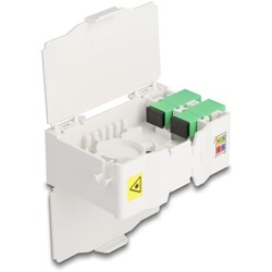 Skrzynka przyłączeniowa światłowodu na szynę DIN z uchwytem na spawy i 4 x SC Simplex Delock 88097