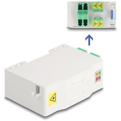 Skrzynka przyłączeniowa światłowodu na szynę DIN z uchwytem na spawy i 4 x LC Duplex Delock 88098