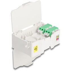 Skrzynka przyłączeniowa światłowodu na szynę DIN z uchwytem na spawy i 4 x LC Duplex Delock 88098