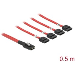 Przewód Mini SAS SFF-8087  4 x 7-pinowe SATA, 0,5 m Delock 83057