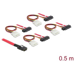 Kabel mini SAS SFF-8087  4 x SAS SFF-8482 + zasilanie 0,5 m Delock 83059