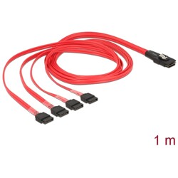 Przewód Mini SAS SFF-8087  4 x 7-pinowe SATA, 1 m Delock 83074