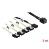 Przewód Mini SAS HD SFF-8643  4 x 7-pinowe SATA, sygnał wstecz + sygnał jednowstęgowy, 1 m Delock 83322