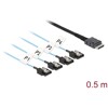 Przewód OCuLink SFF-8611  4 x 7-pinowe SATA, 0,5 m metal Delock 85468