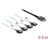 Przewód OCuLink SFF-8611  4 x 7-pinowe SATA, 0,5 m metal Delock 85468