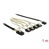 Przewód Mini SAS SFF-8087  4 x 7-pinowe SATA, + sygnał jednowstęgowy, 1 m metal Delock 85682