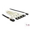 Przewód Mini SAS SFF-8087  4 x 7-pinowe SATA, + sygnał jednowstęgowy, 1 m metal Delock 85682