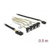 Przewód Mini SAS SFF-8087  4 x 7-pinowe żeńskie SATA kątowy 90° + sygnał jednowstęgowy, 0,5 m Delock 85683