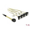 Przewód Mini SAS HD SFF-8643  4 x 7-pinowe żeńskie SATA kątowy 90° 1 m Delock 85685