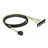 Przewód Mini SAS HD SFF-8643  4 x 7-pinowe żeńskie SATA kątowy 90° 1 m Delock 85685