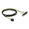 Przewód Mini SAS HD SFF-8643  4 x 7-pinowe żeńskie SATA kątowy 90° 1 m Delock 85685