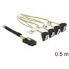 Przewód Mini SAS SFF-8087  4 x 7-pinowe żeńskie SATA kątowy 90° 0,5 m Delock 85686