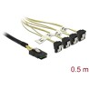 Przewód Mini SAS SFF-8087  4 x 7-pinowe żeńskie SATA kątowy 90° 0,5 m Delock 85686