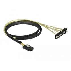 Przewód Mini SAS SFF-8087  4 x 7-pinowe żeńskie SATA kątowy 90° 1 m Delock 85687