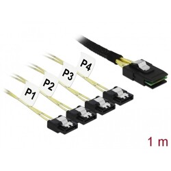 Przewód Mini SAS SFF-8087  4 x 7-pinowe SATA, 1 m metal Delock 85731