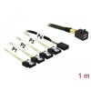 Kabel Mini SAS HD SFF-8643  4 x SATA 7 Pin + Sideband 1 m Metall Delock 85732