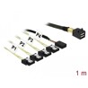 Kabel Mini SAS HD SFF-8643  4 x SATA 7 Pin + Sideband 1 m Metall Delock 85732