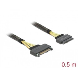 Przewód przedłużający z wtykiem męskim U.2 SFF-8639  wtyk żeński U.2 SFF-8639, o długości 0,5 m Delock 85738