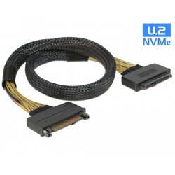 Przewód przedłużający z wtykiem męskim U.2 SFF-8639  wtyk żeński U.2 SFF-8639, o długości 0,5 m Delock 85738