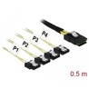 Przewód Mini SAS SFF-8087  4 x 7-pinowe SATA, 0,5 m metal Delock 85800