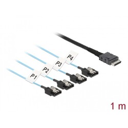 Przewód OCuLink SFF-8611  4 x 7-pinowe SATA, 1 m metal Delock 85829