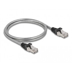 Kabel sieciowy RJ45 Cat.6A U/FTP w koszulce metalowej 1m Delock 80108