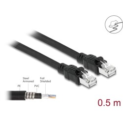 Kabel sieciowy RJ45 Cat.6A F/UTP z wewnętrzną osłoną metalową 0,5m Delock 80112
